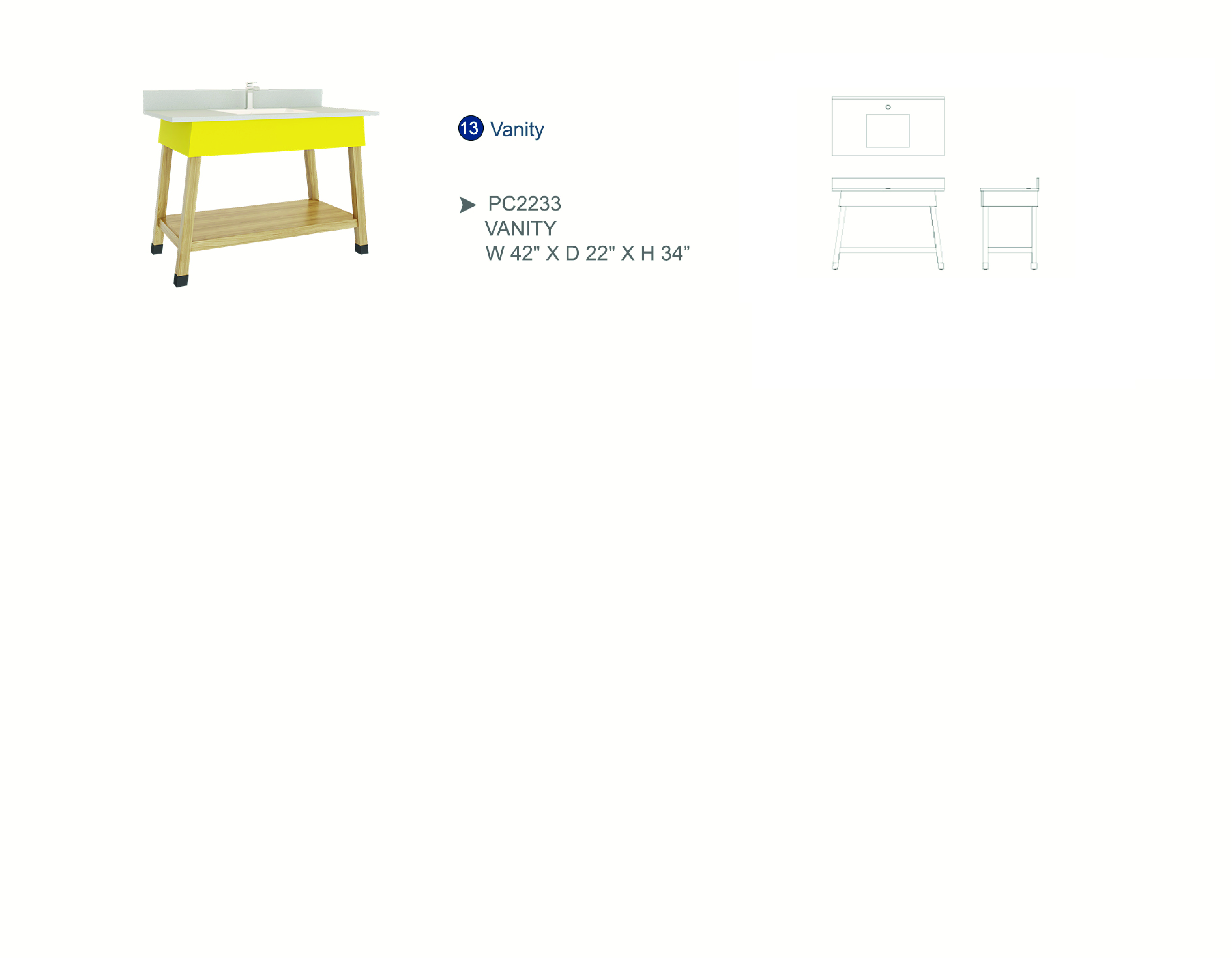 Furniture spec sheet: vanity