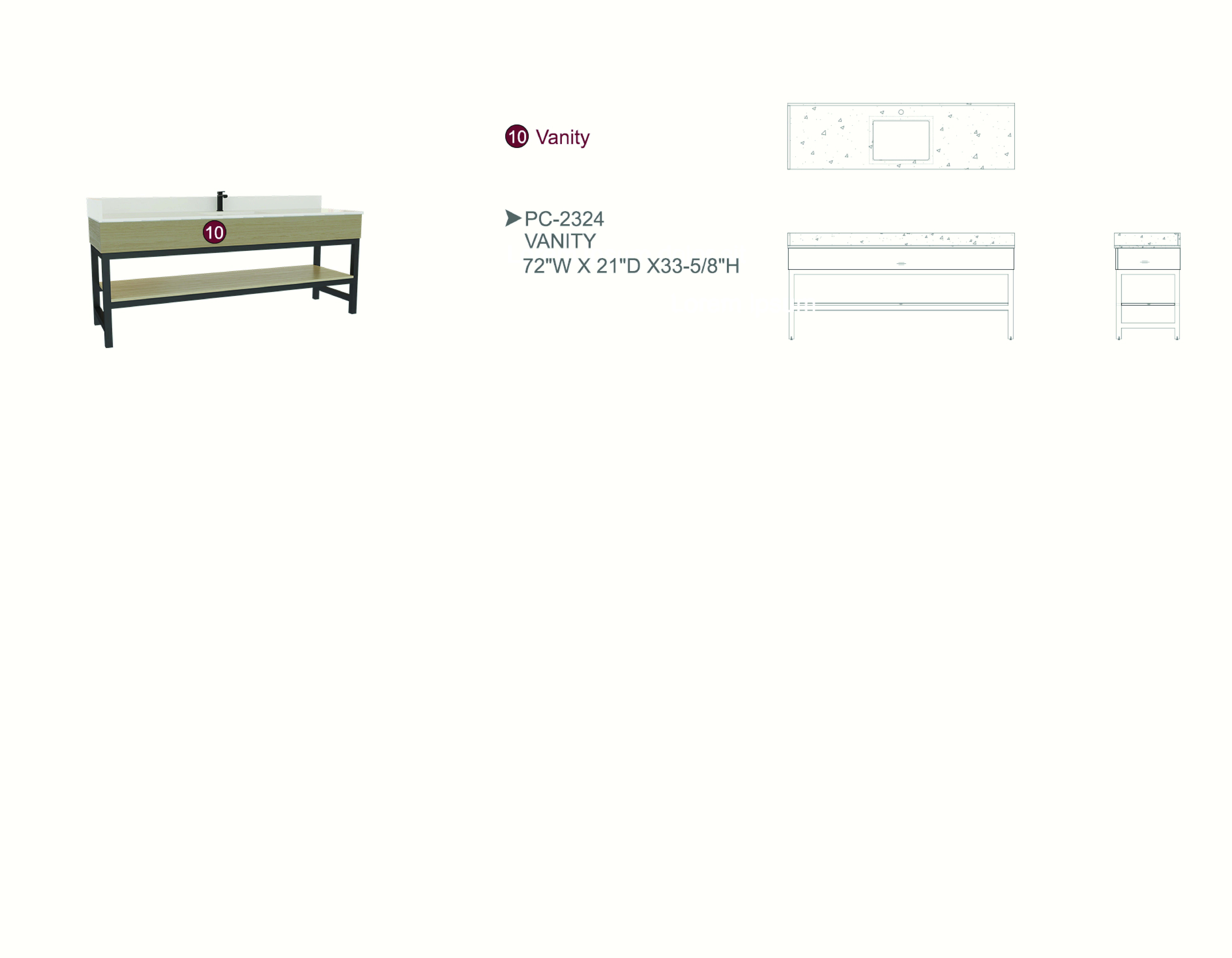 Furniture spec sheet: vanity