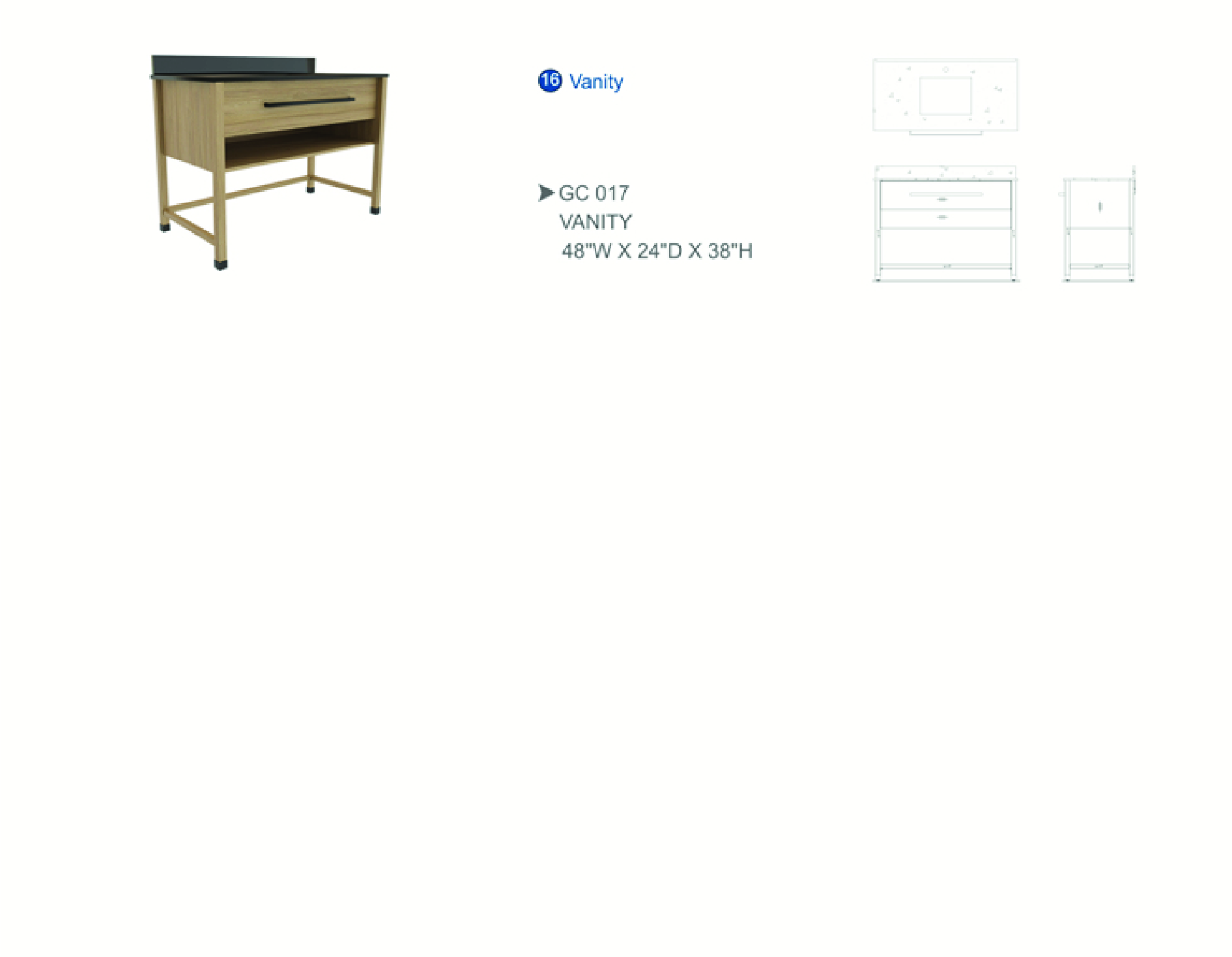 Furniture spec sheet: bathroom vanity