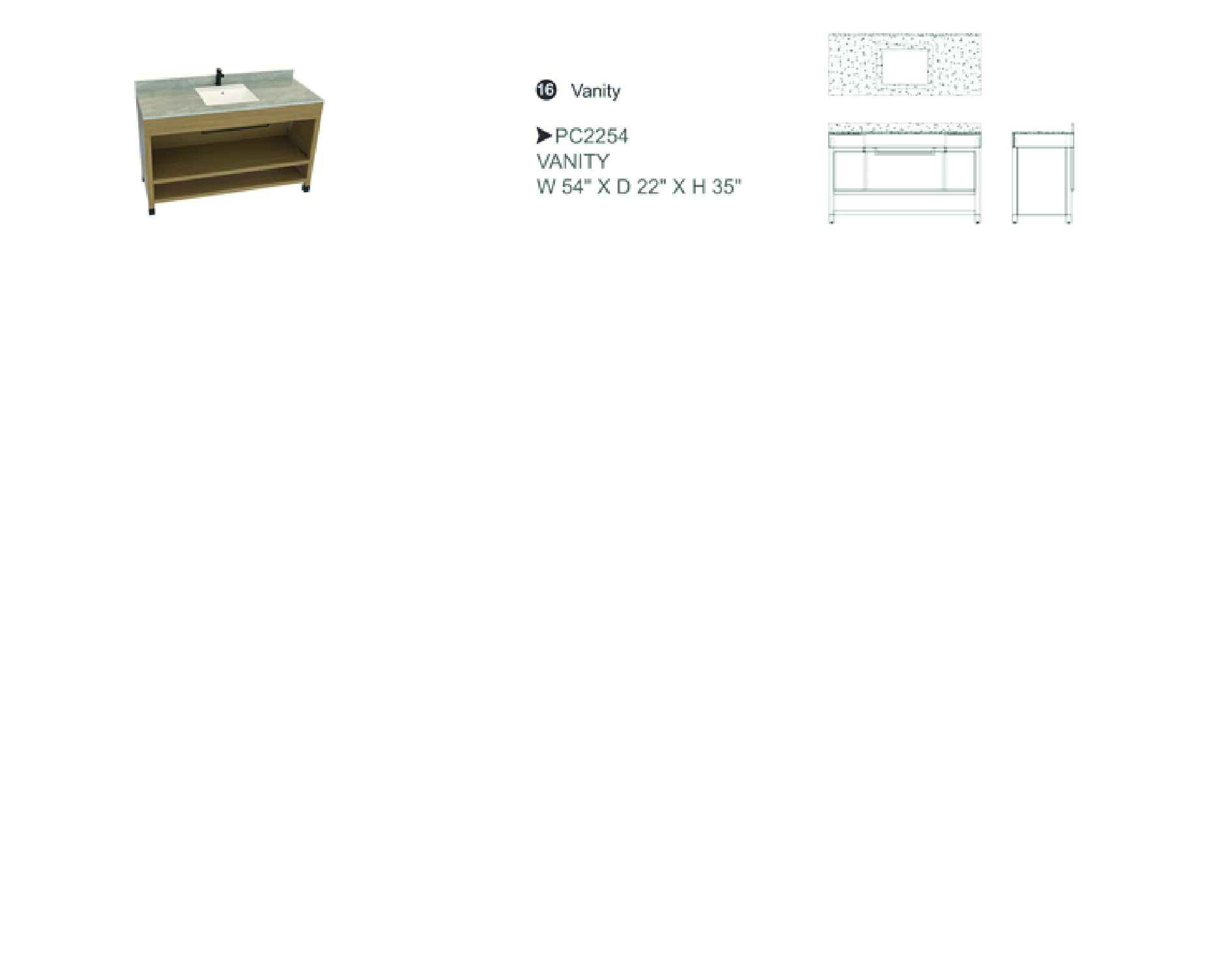 Furniture spec sheet: bathroom vanity